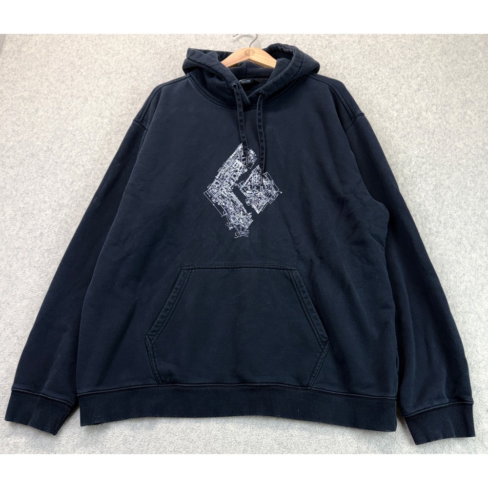 Black Diamond Mens Engineered Pullover Hoodie Black Fleece Logo Performance XL